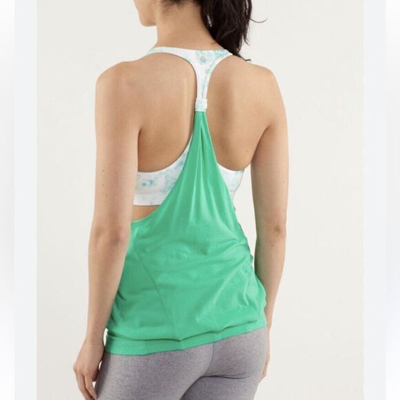 Lululemon Practice Freely Tank Top Green Floral Women’s 4 - Picture 1 of 6